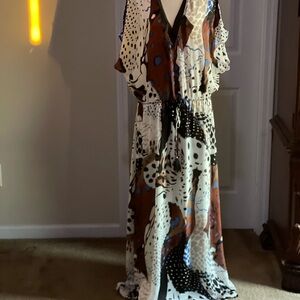 White House Black Market Brown and Black Maxi Dress